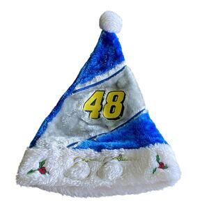 Christmas Blue and White Holiday Santa Hat Cap - NASCAR #48 Jimmy Johnson